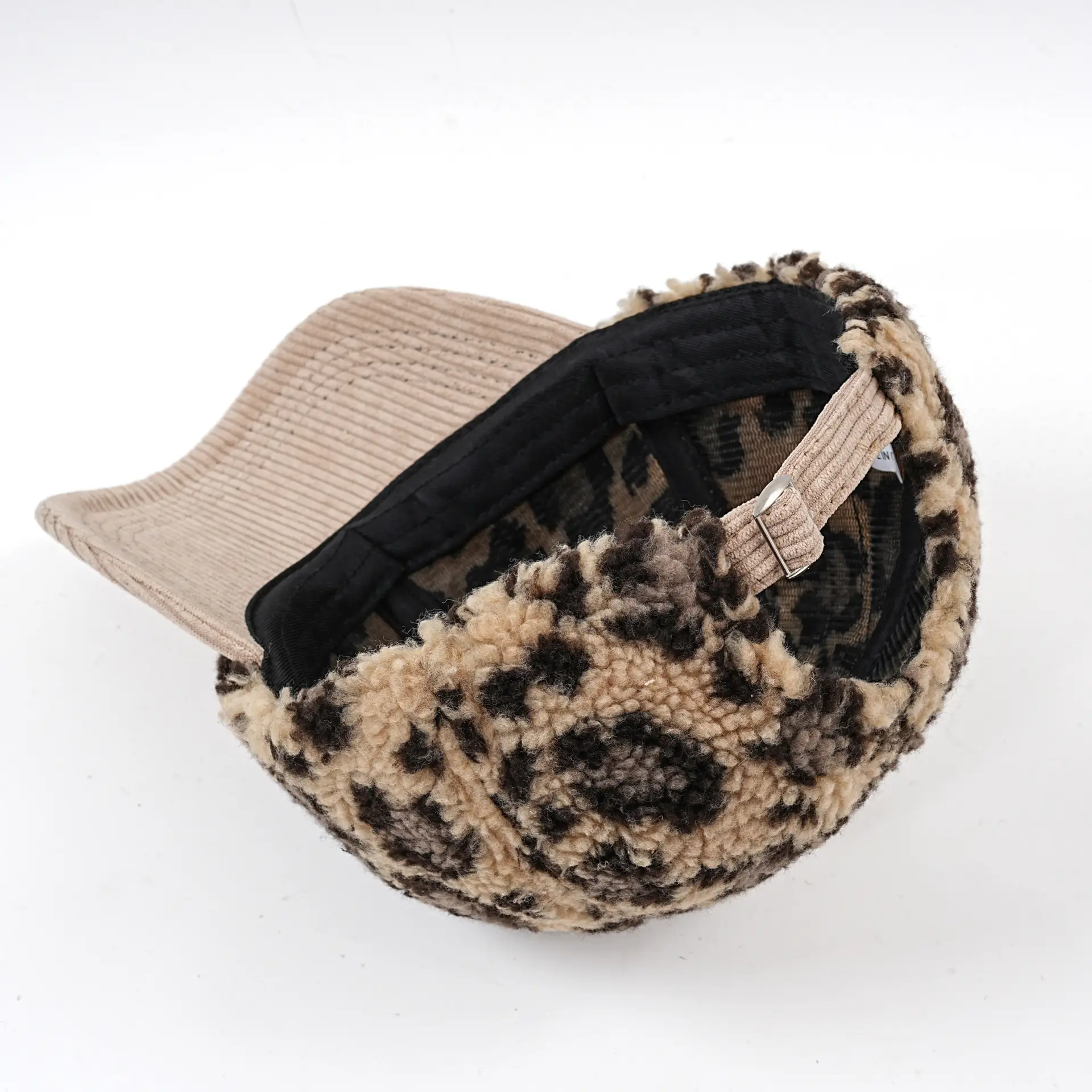 Leopard Print Sherpa Hat for Men Winter Warm - Image 8