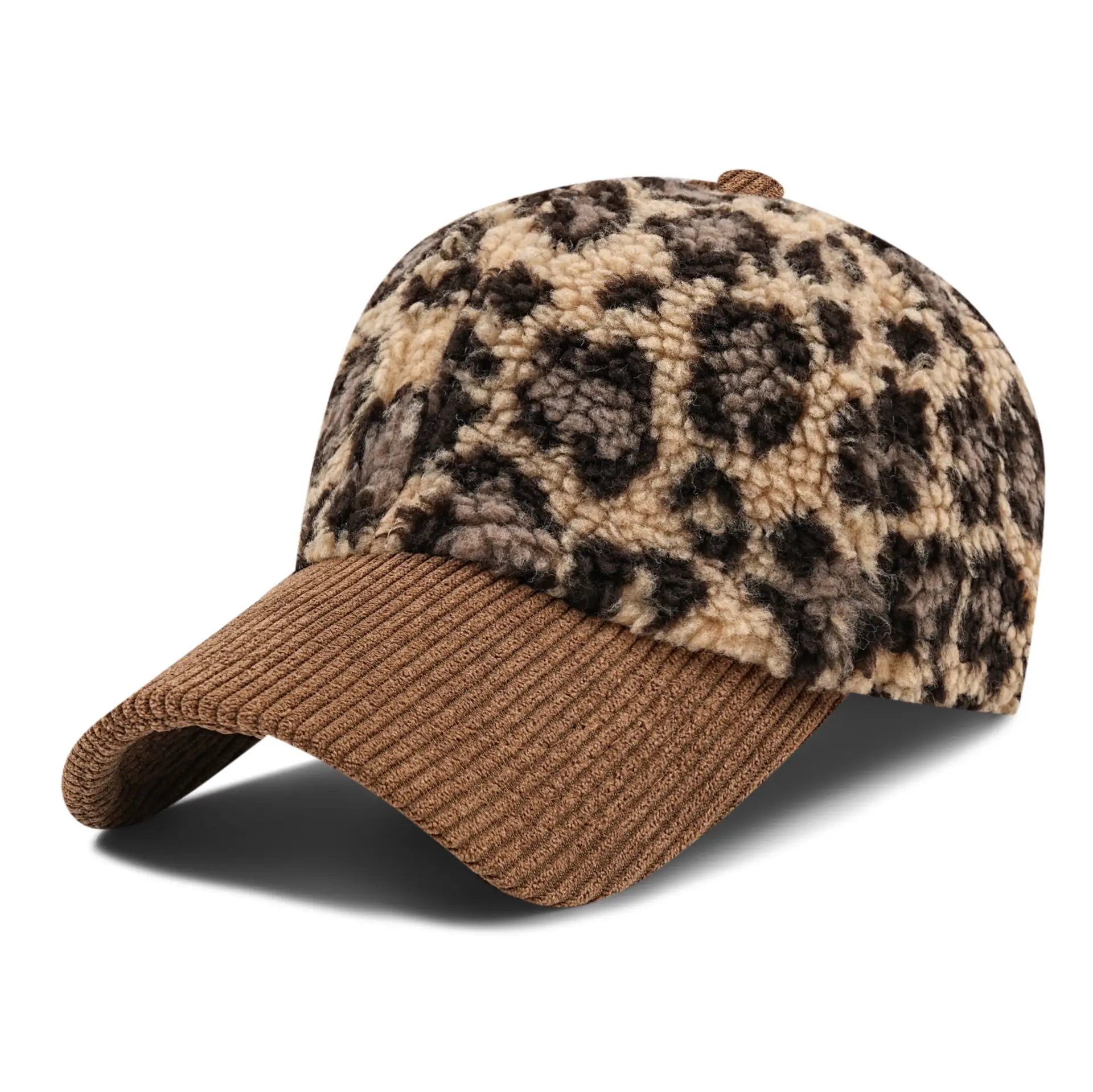 Leopard Print Sherpa Hat for Men Winter Warm - Image 2