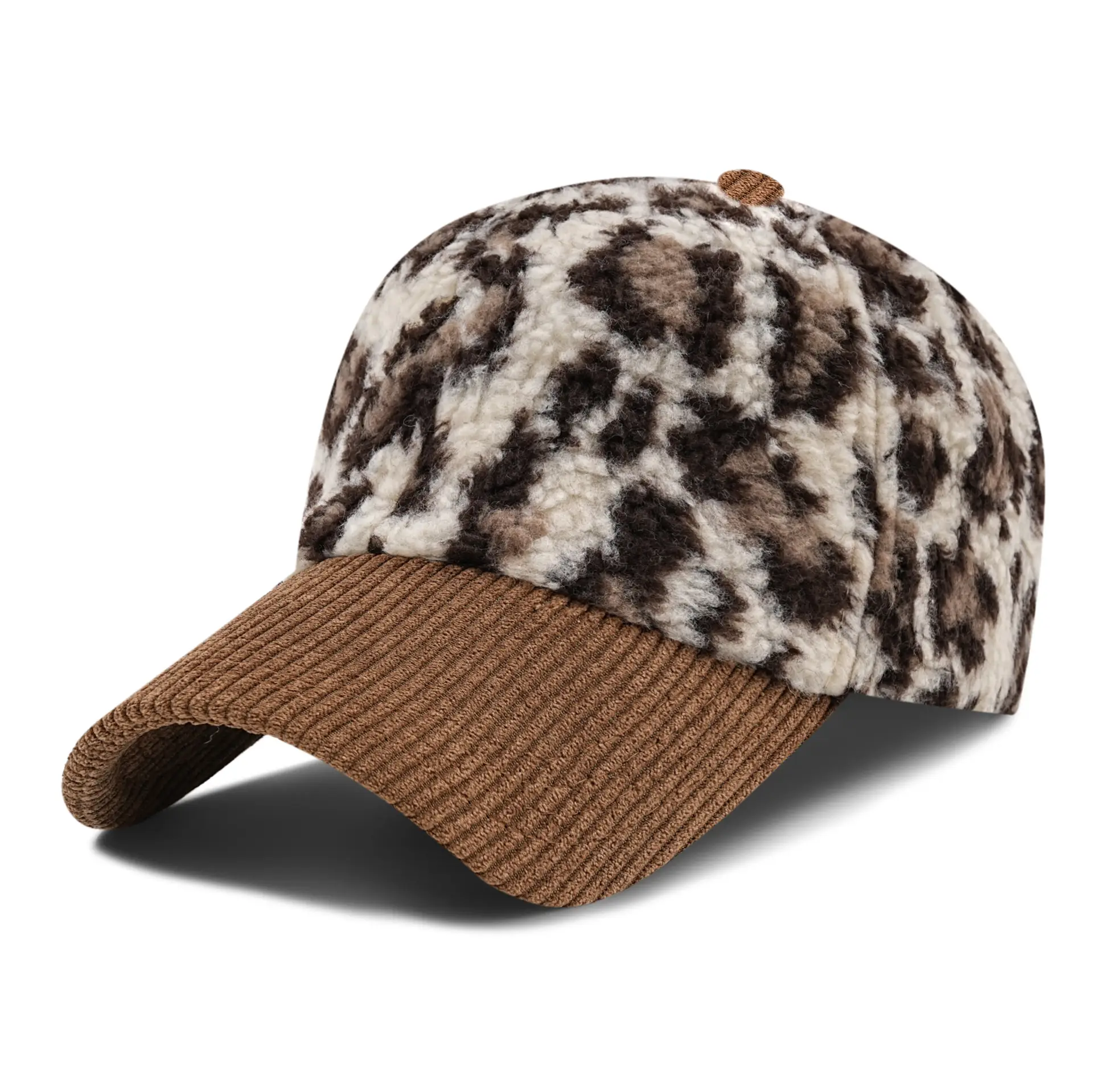Leopard Print Sherpa Hat for Men Winter Warm - Image 3