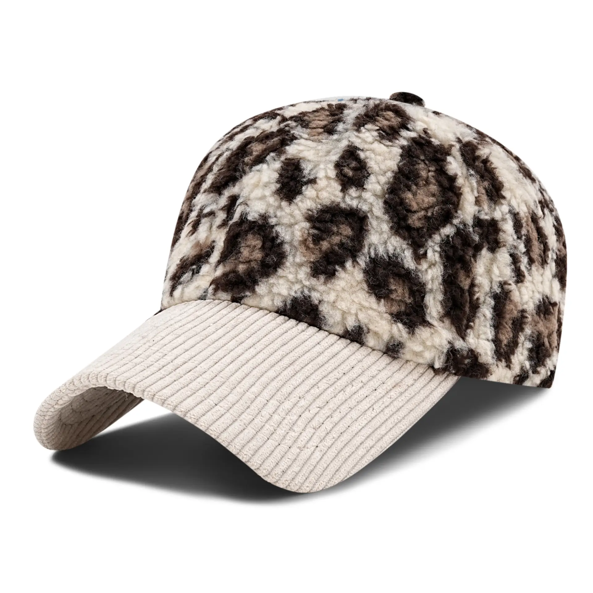 Leopard Print Sherpa Hat for Men Winter Warm - Image 4