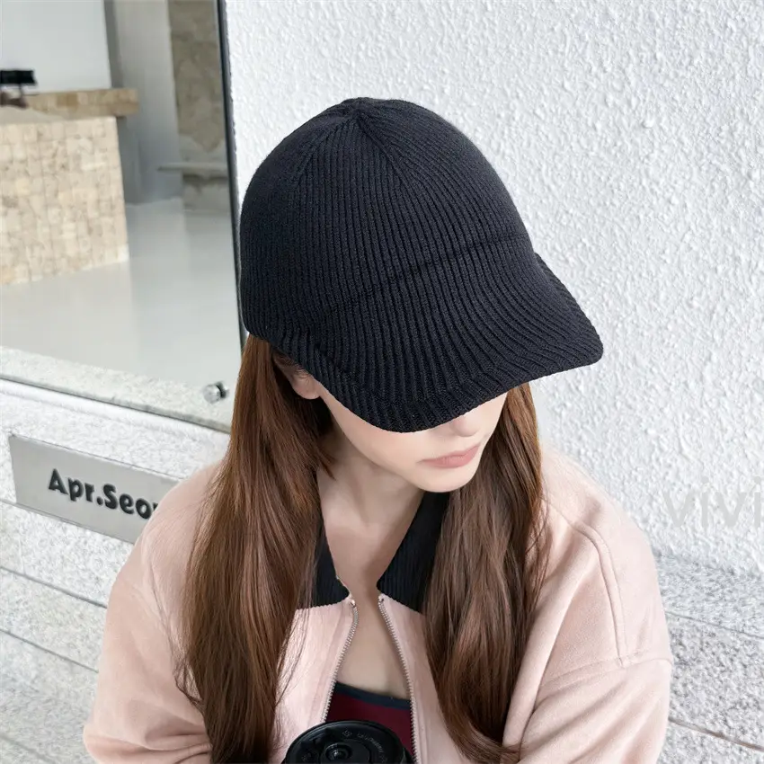 Men Wool Blend Baseball Cap Winter Warm Solid Color - Image 9