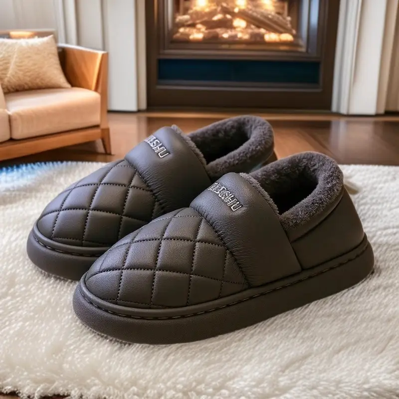 Women Pink Quilted Slippers Warm Winter Indoor Outdoor - Image 5