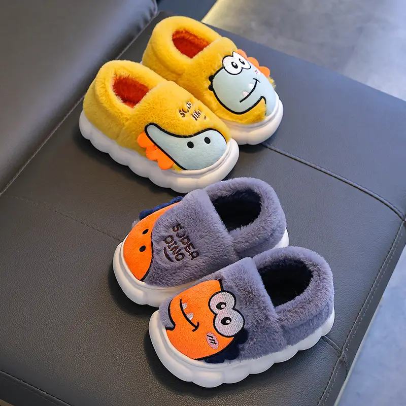 Dinosaur Kidsren's Cotton Shoes Boys Winter Girls Kidsren Indoor Home Baby Non-Slip Furry Bag Heel Cotton Slippers Cxcf - Image 14