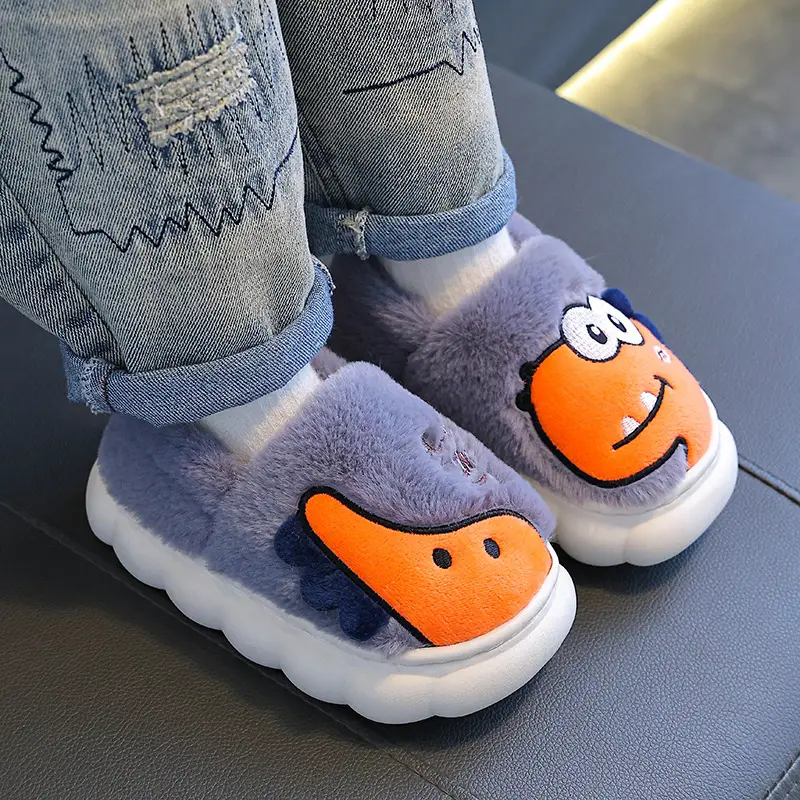 Dinosaur Kidsren's Cotton Shoes Boys Winter Girls Kidsren Indoor Home Baby Non-Slip Furry Bag Heel Cotton Slippers Cxcf - Image 15
