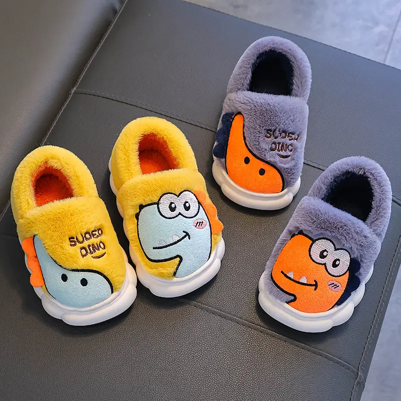 Dinosaur Kidsren's Cotton Shoes Boys Winter Girls Kidsren Indoor Home Baby Non-Slip Furry Bag Heel Cotton Slippers Cxcf - Image 16