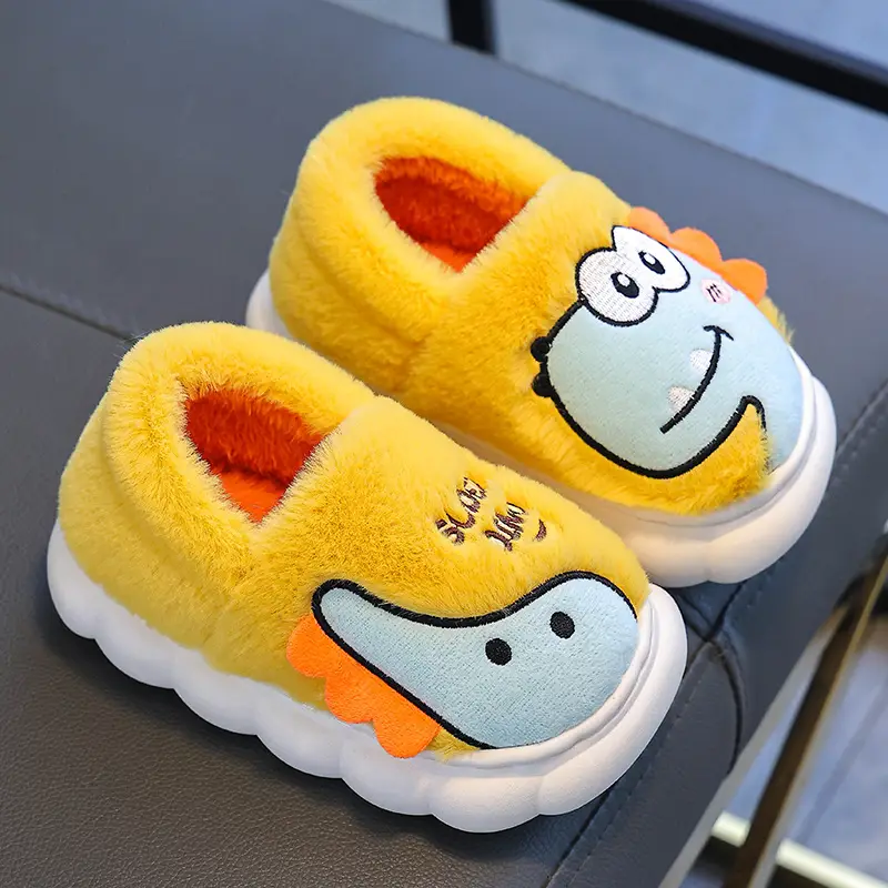 Dinosaur Kidsren's Cotton Shoes Boys Winter Girls Kidsren Indoor Home Baby Non-Slip Furry Bag Heel Cotton Slippers Cxcf - Image 2