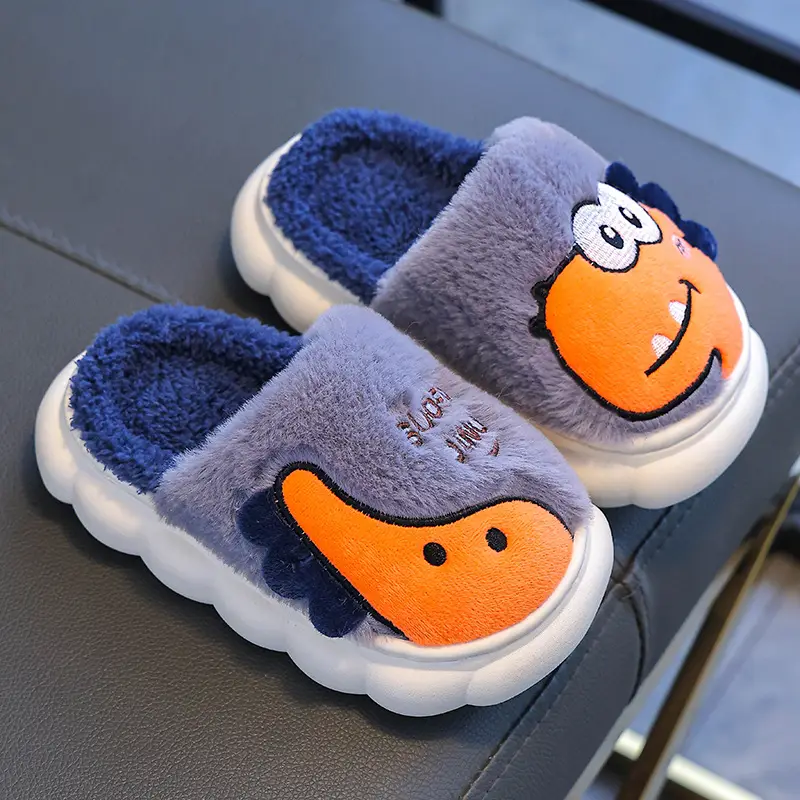 Dinosaur Kidsren's Cotton Shoes Boys Winter Girls Kidsren Indoor Home Baby Non-Slip Furry Bag Heel Cotton Slippers Cxcf - Image 4
