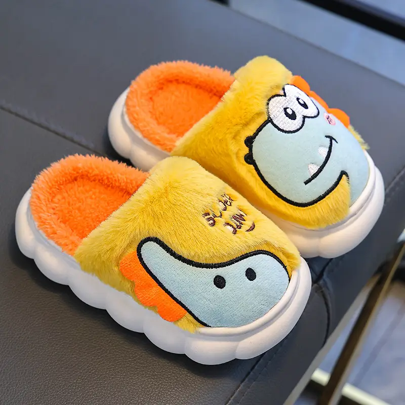 Dinosaur Kidsren's Cotton Shoes Boys Winter Girls Kidsren Indoor Home Baby Non-Slip Furry Bag Heel Cotton Slippers Cxcf - Image 5