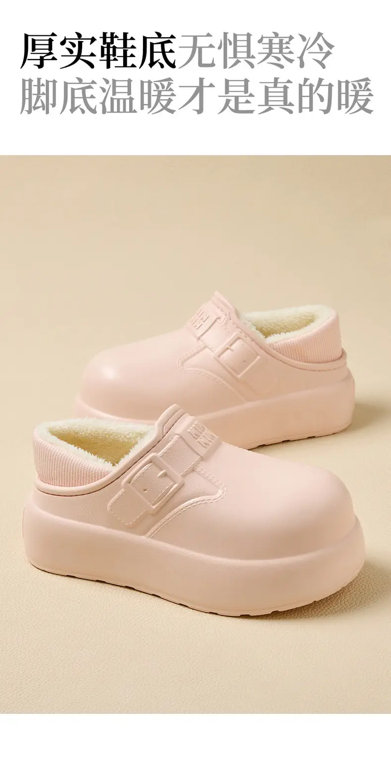 Waterproof Cotton Slippers for Women Indoor Home Household Stain-Resistant and Anti-Fouling Plush Ready-Made Wholesale Warm Bag and Cotton Slippers for Women — feature 8