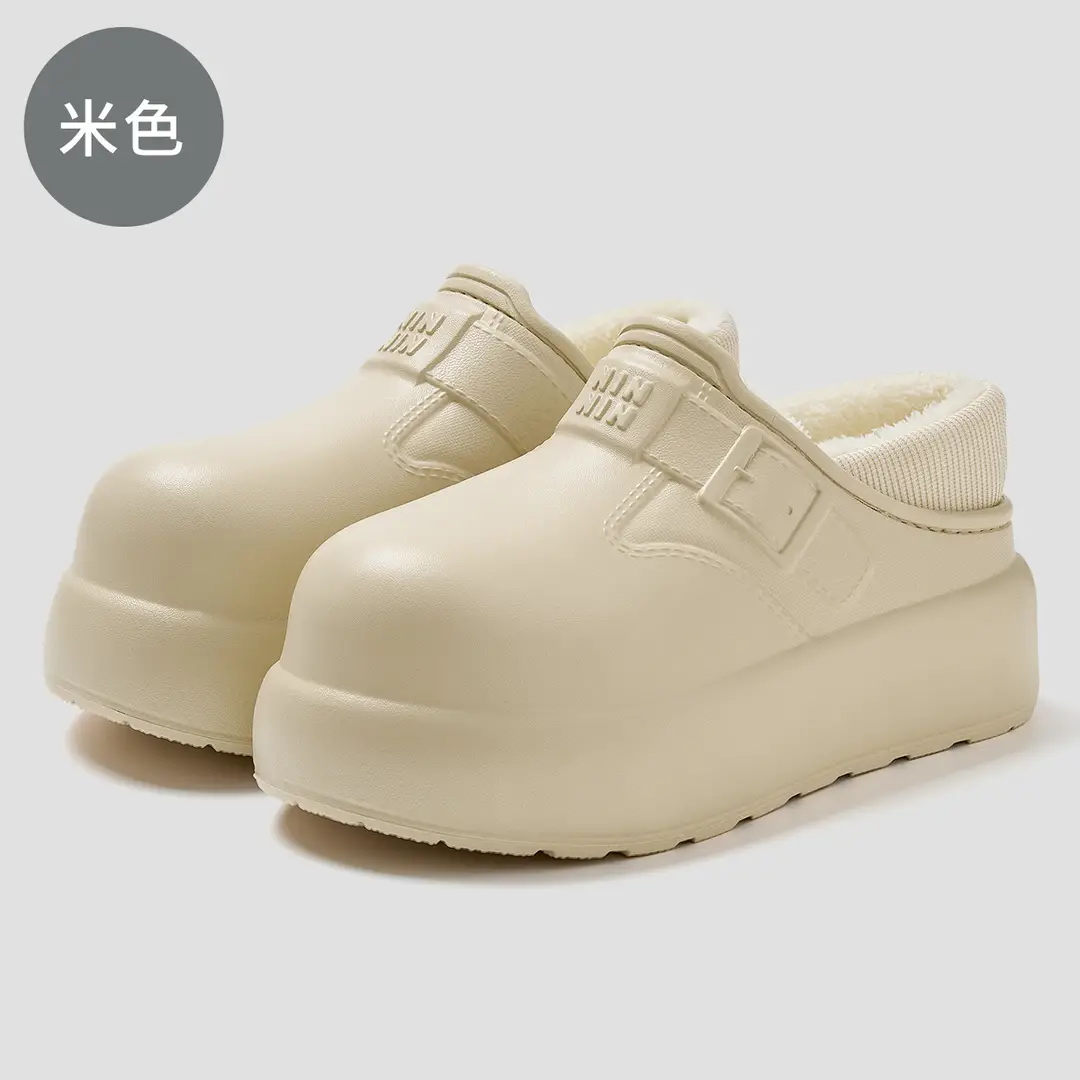Waterproof Cotton Slippers for Women Indoor Home Household Stain-Resistant and Anti-Fouling Plush Ready-Made Wholesale Warm Bag and Cotton Slippers for Women - Image 4