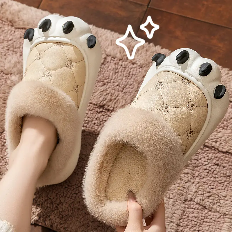 Cute Bear Claw Women's Warm Cotton Slippers 2025 Winter - Image 7