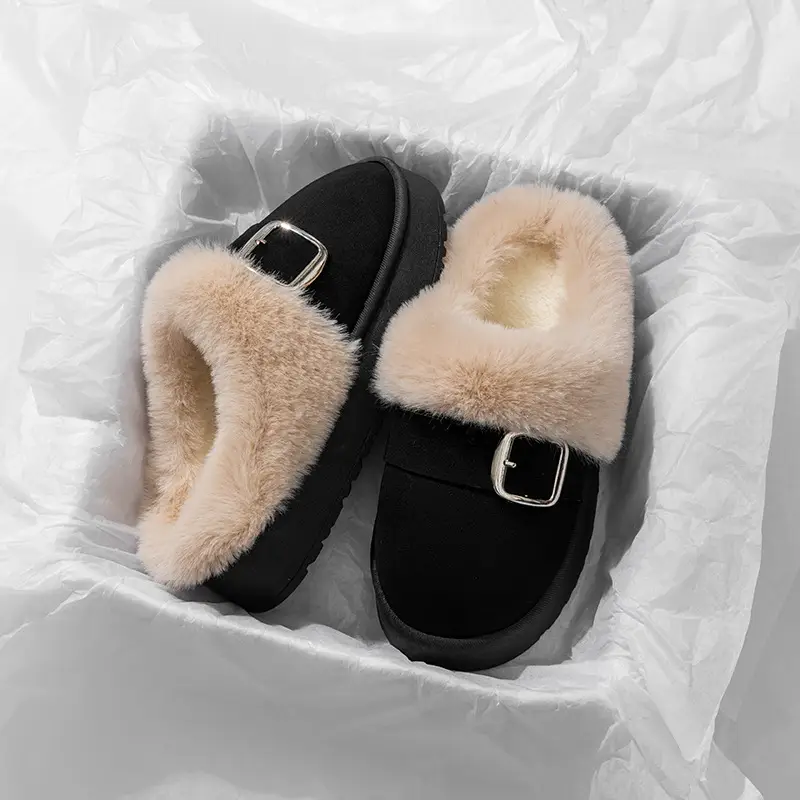 Cotton Slippers for Women Autumn and Winter Warm Indoor 2025 New Home Household Fleece-Lined Anti-Slip Men's Winter