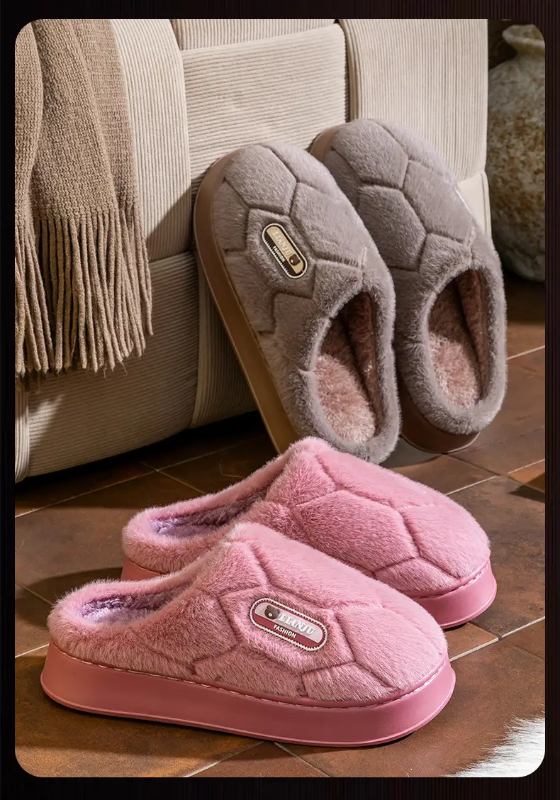 Warm Cotton Elderly Slippers Pink Medium Winter — feature 12