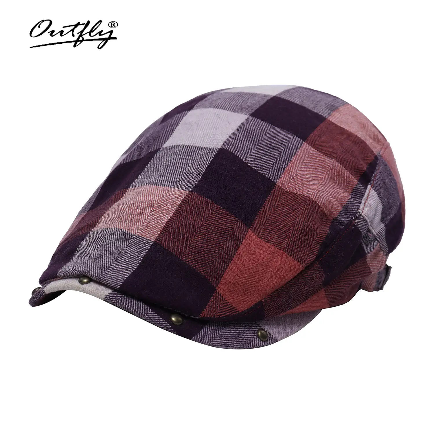 Unisex Spring Sun Hats Plaid Fabric Forward Caps - Image 22