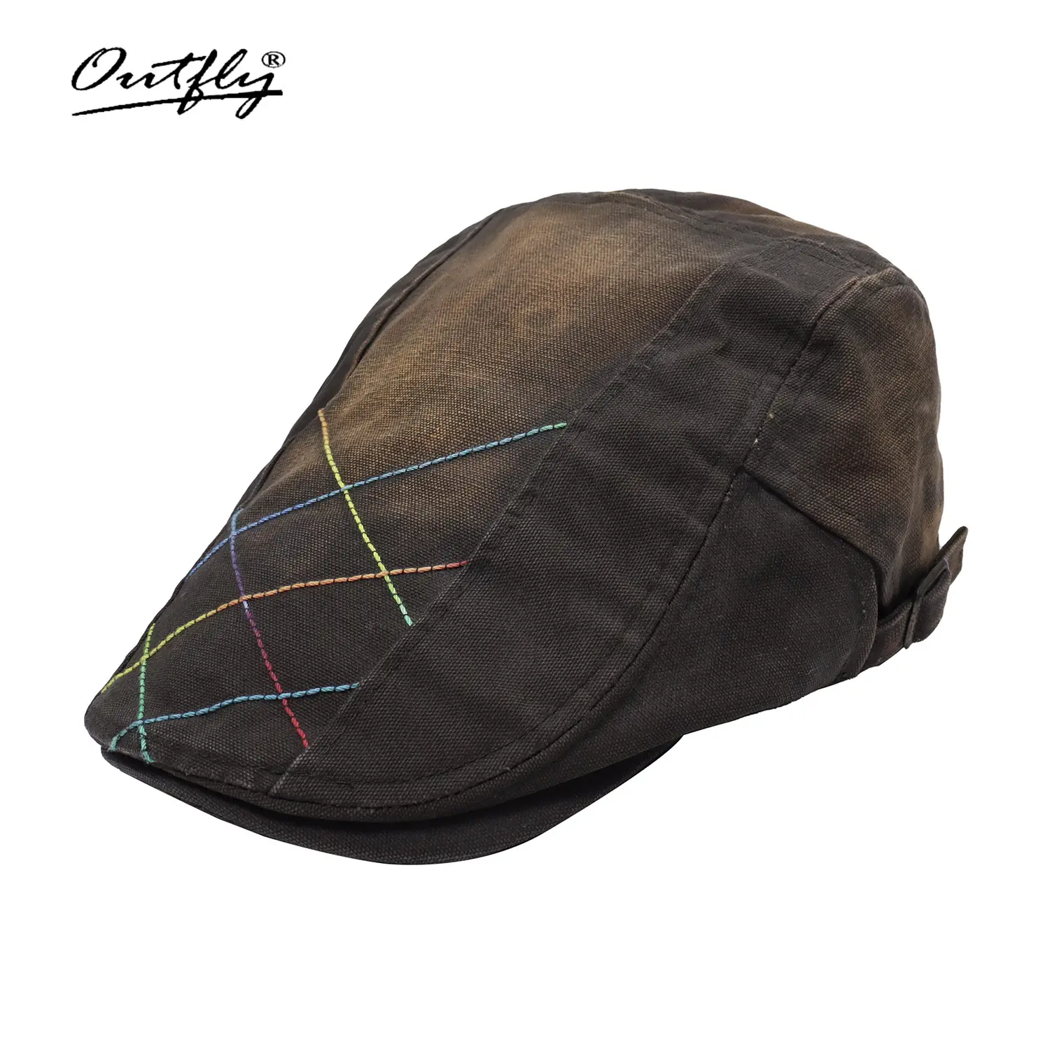 Unisex Spring Sun Hats Plaid Fabric Forward Caps - Image 23