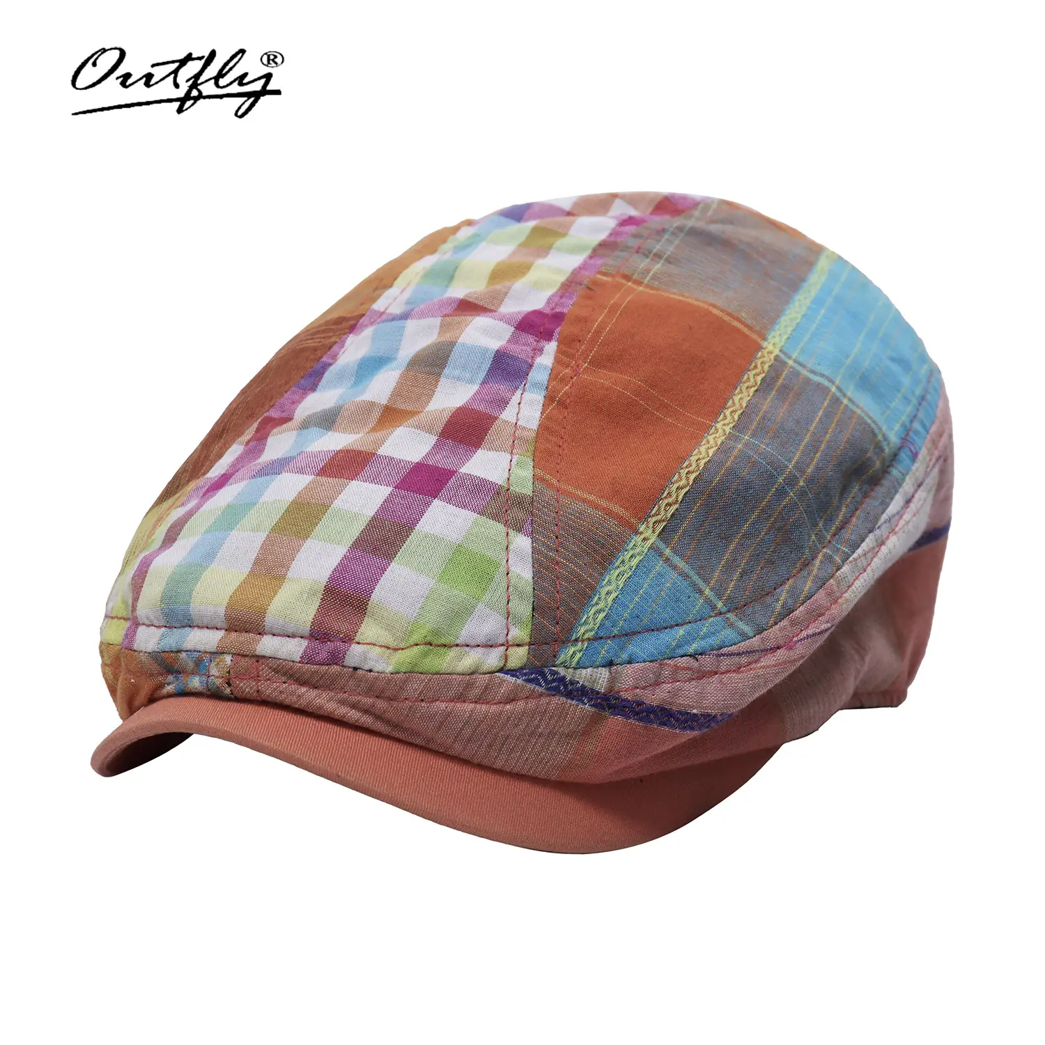 Unisex Spring Sun Hats Plaid Fabric Forward Caps - Image 4