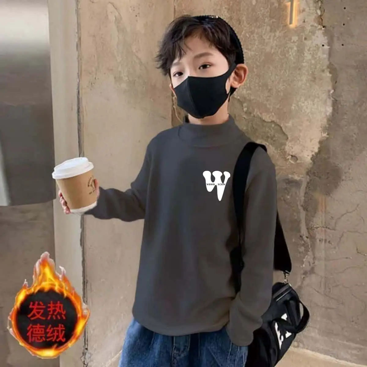 Boys Thermal T-Shirt Brown M Half Collar