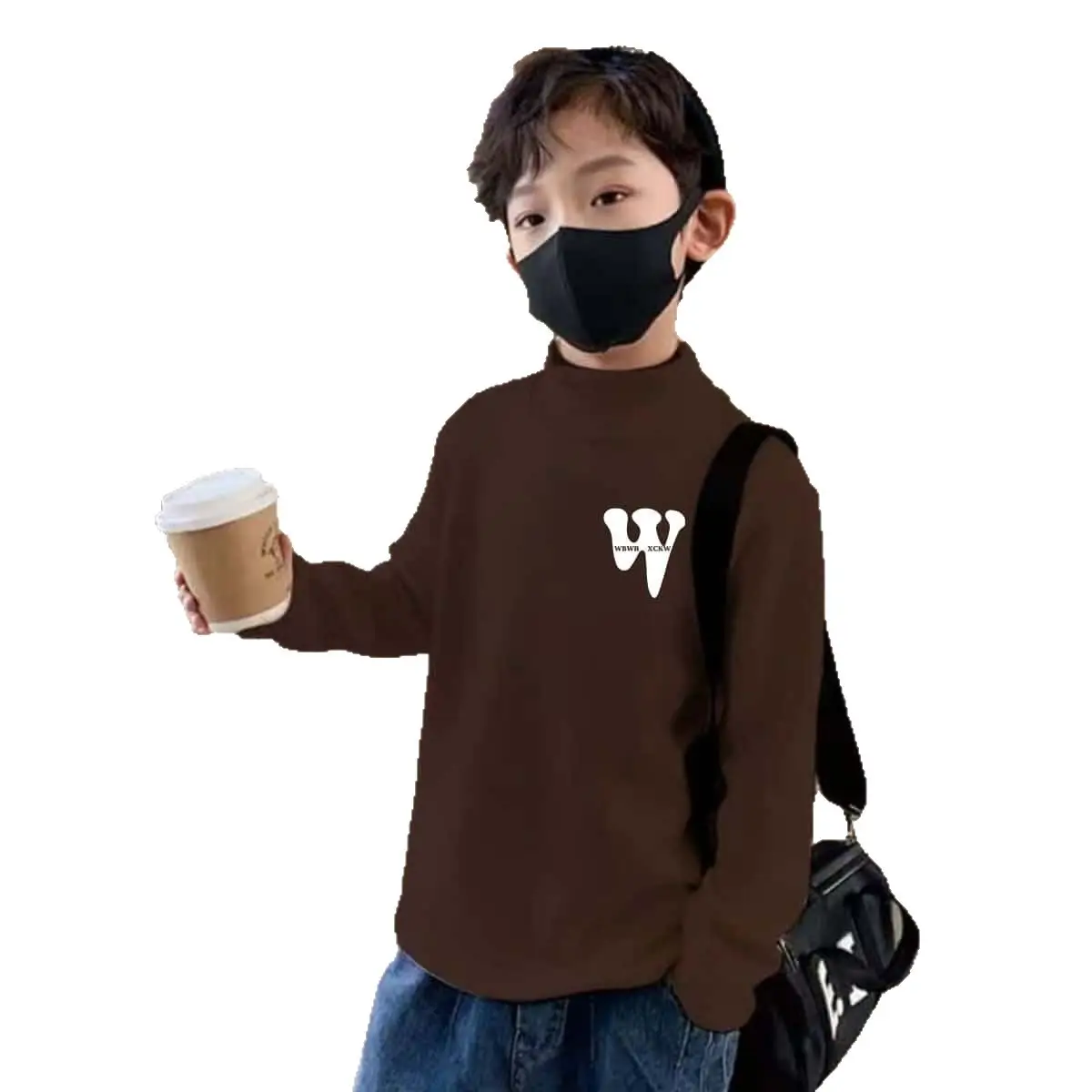 Boys Thermal T-Shirt Brown M Half Collar