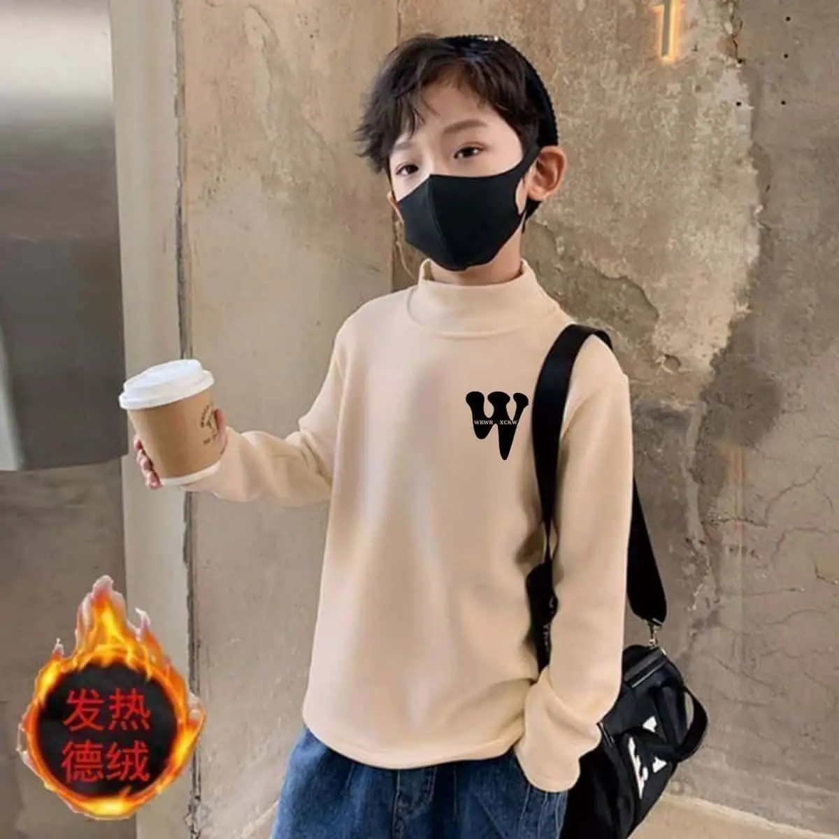 Boys Thermal T-Shirt Brown M Half Collar