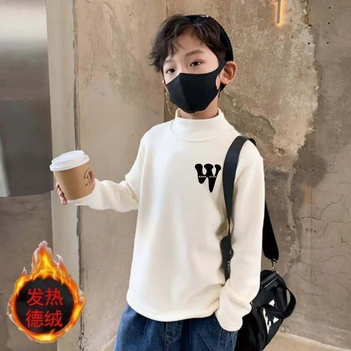 Boys Thermal T-Shirt Brown M Half Collar