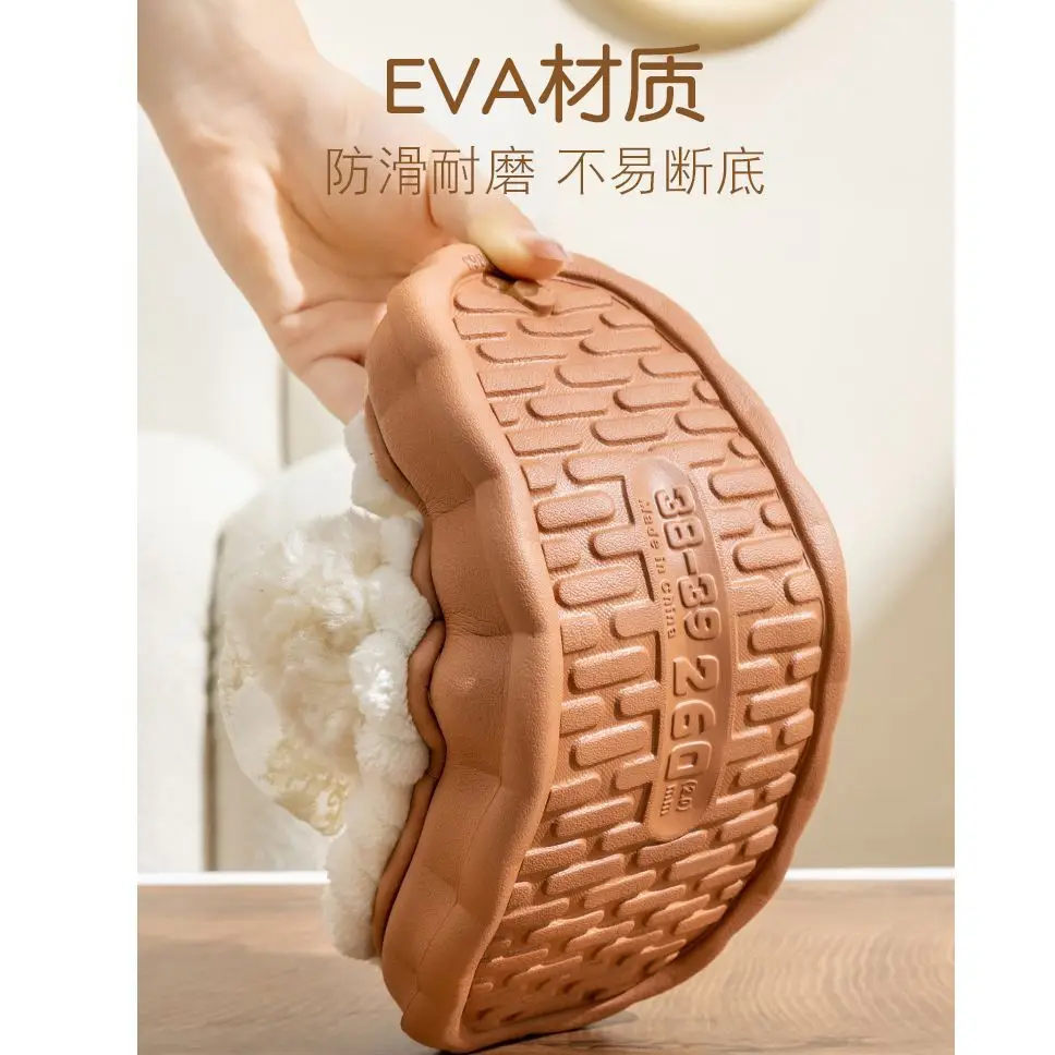 Women Winter Bow Furry Slippers Warm Anti-Slip Indoor - Image 8