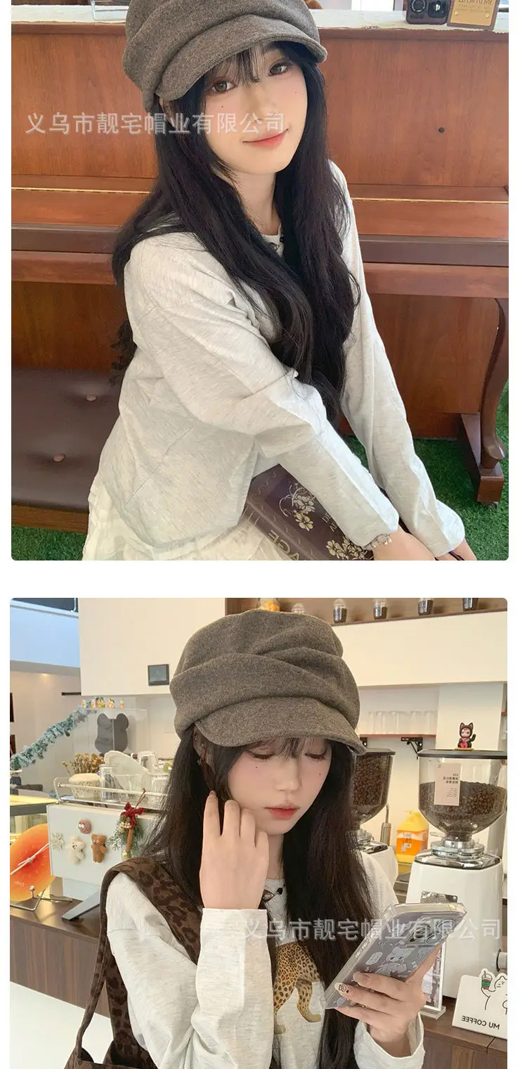 Japanese Retro Beret Wool Blend Equestrian Hat Women — feature 10