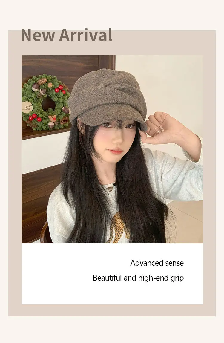 Japanese Retro Beret Wool Blend Equestrian Hat Women — feature 3