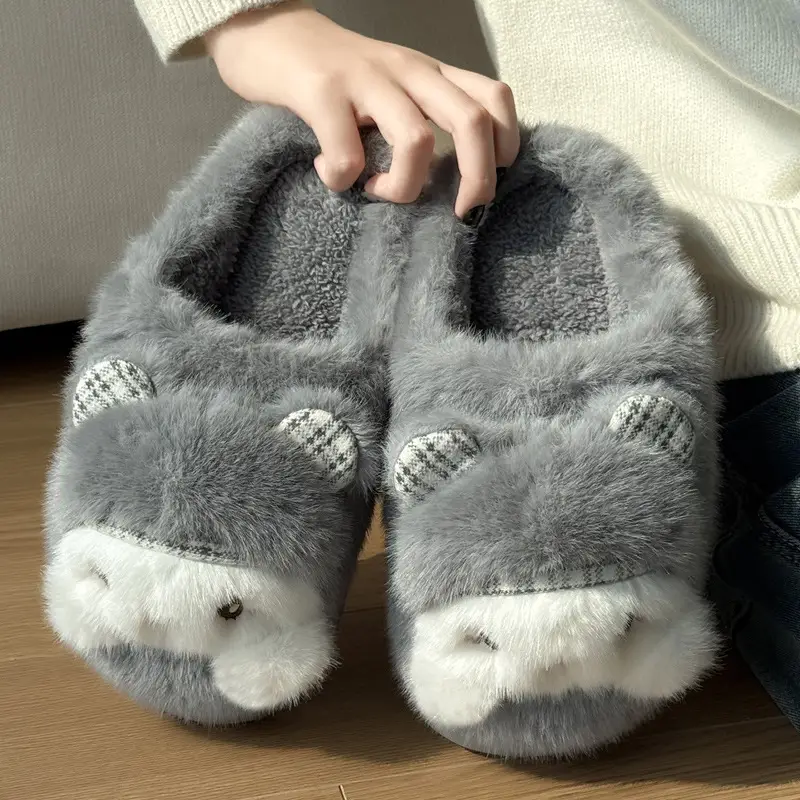 Cartoon Cotton Slippers for Women, Winter Home Indoor Cute Furry Slippers, Autumn and Winter Warm Parent-Child Cotton Slippers, Women's Wholesale - Image 6