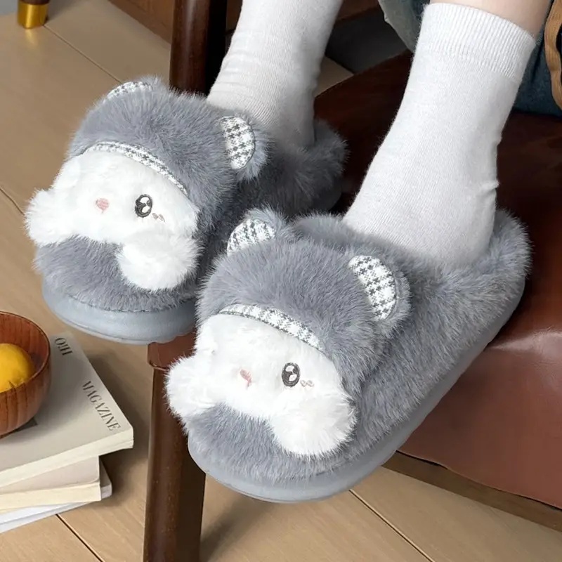 Cartoon Cotton Slippers for Women, Winter Home Indoor Cute Furry Slippers, Autumn and Winter Warm Parent-Child Cotton Slippers, Women's Wholesale - Image 7
