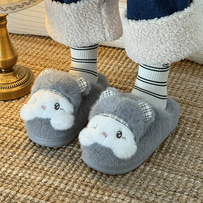 Cartoon Cotton Slippers for Women, Winter Home Indoor Cute Furry Slippers, Autumn and Winter Warm Parent-Child Cotton Slippers, Women's Wholesale - Image 9