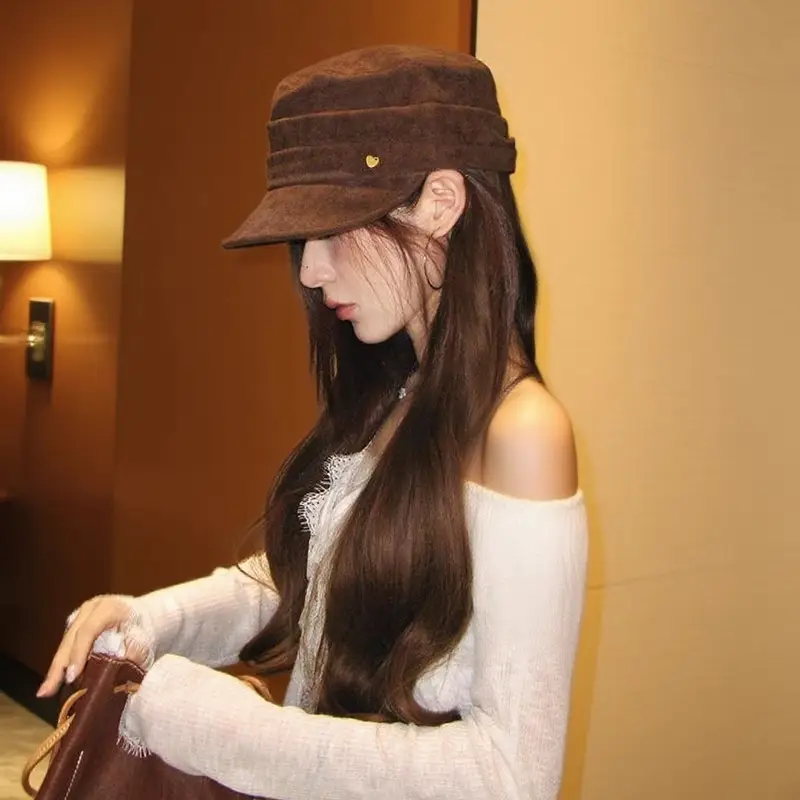 Vintage Brown Pleated Cap for Women Large Head Circumference — feature 5