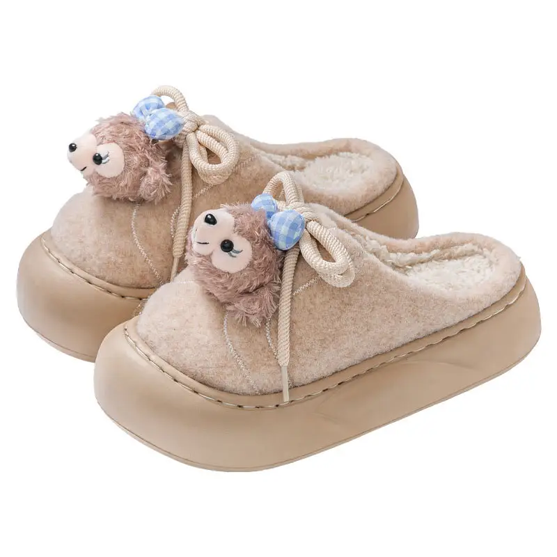 Furry Snow Rose Cotton Slippers for Girls Winter - Image 7