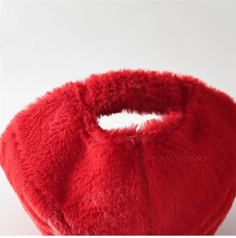 Red Plush Tomato Cap for Women Warm Winter Headwear — feature 3