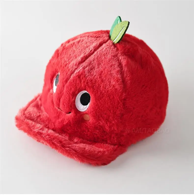 Red Plush Tomato Cap for Women Warm Winter Headwear — feature 4