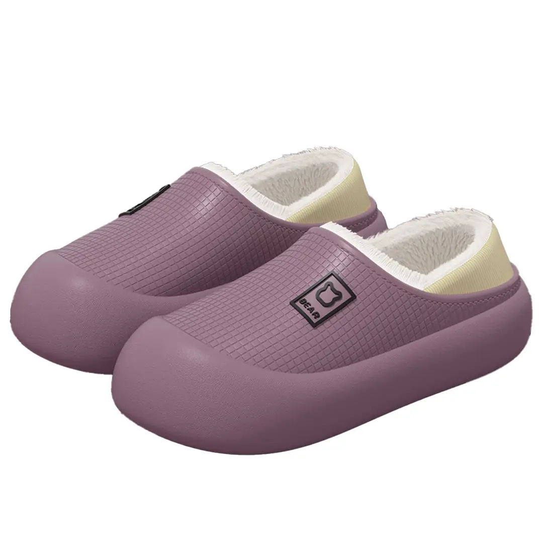 Source Factory Waterproof Cotton Slippers for Men and Women Thick-Soled Non-Slip Winter Warm Plush Velvet Home Wearable Confinement Shoes - Image 10