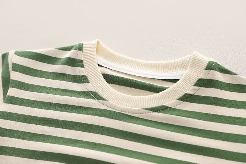 Boys Green Overalls Striped T-Shirt Split Suit 2025 — feature 5