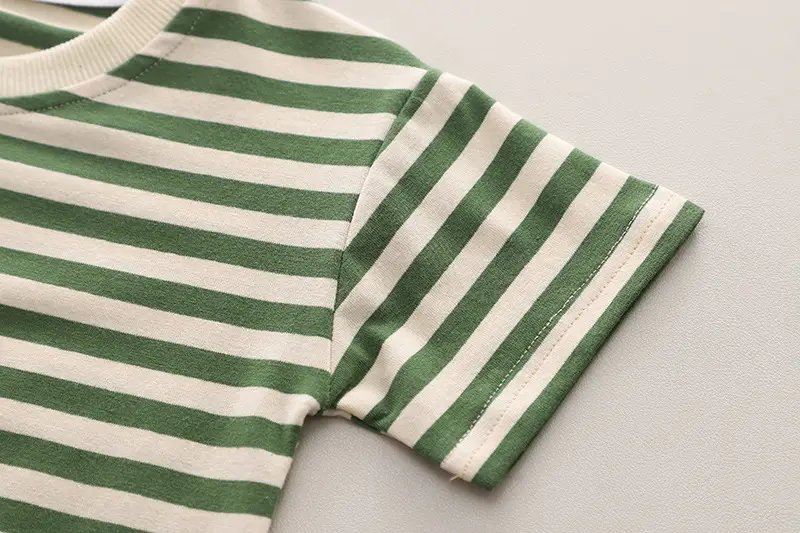 Boys Green Overalls Striped T-Shirt Split Suit 2025 — feature 6