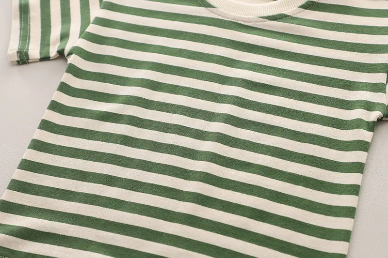 Boys Green Overalls Striped T-Shirt Split Suit 2025 — feature 7