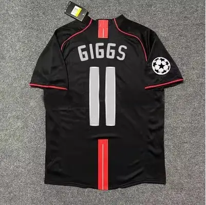 0708 Season Manchester United Football Jersey Long-Sleeved Home Number 7 Cristiano Ronaldo Number 10 Rooney Red Devils Retro Football Uniform Thai Version