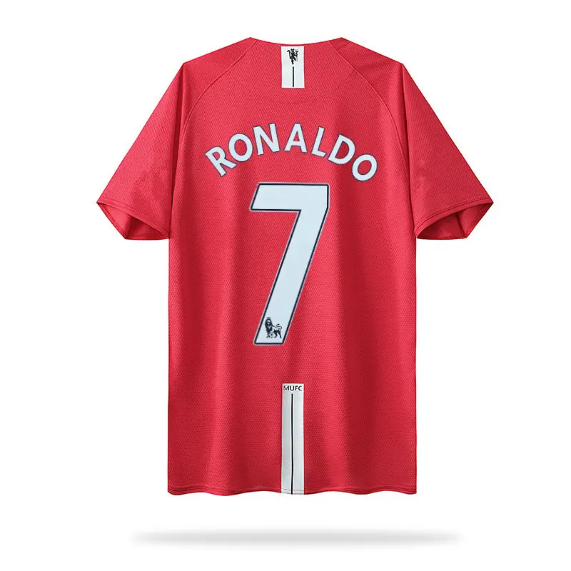 0708 Season Manchester United Football Jersey Long-Sleeved Home Number 7 Cristiano Ronaldo Number 10 Rooney Red Devils Retro Football Uniform Thai Version