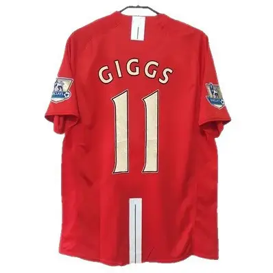 0708 Season Manchester United Football Jersey Long-Sleeved Home Number 7 Cristiano Ronaldo Number 10 Rooney Red Devils Retro Football Uniform Thai Version