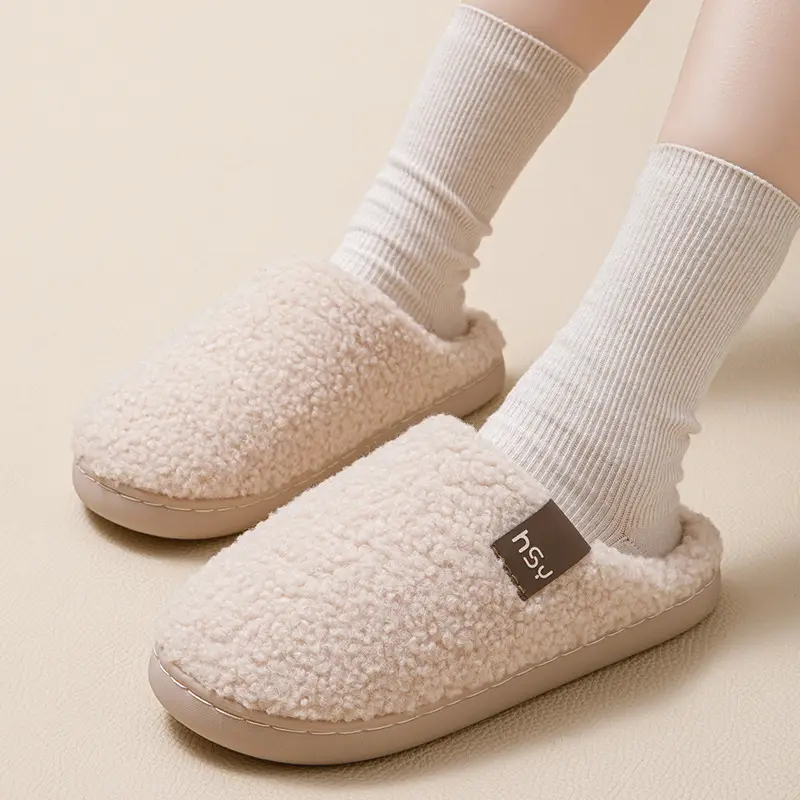 New Cotton Slippers for Women in Winter, Indoor and Outdoor, Warm, Non-Slip, Thickened, Outdoor Wear, Couple's Furry Slippers for Men - Image 4