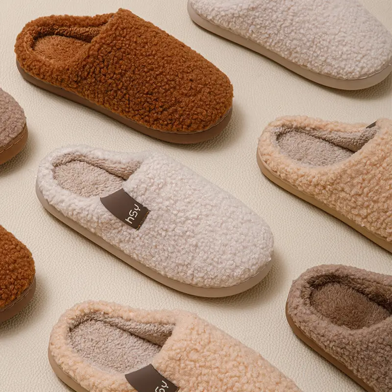 New Cotton Slippers for Women in Winter, Indoor and Outdoor, Warm, Non-Slip, Thickened, Outdoor Wear, Couple's Furry Slippers for Men - Image 5