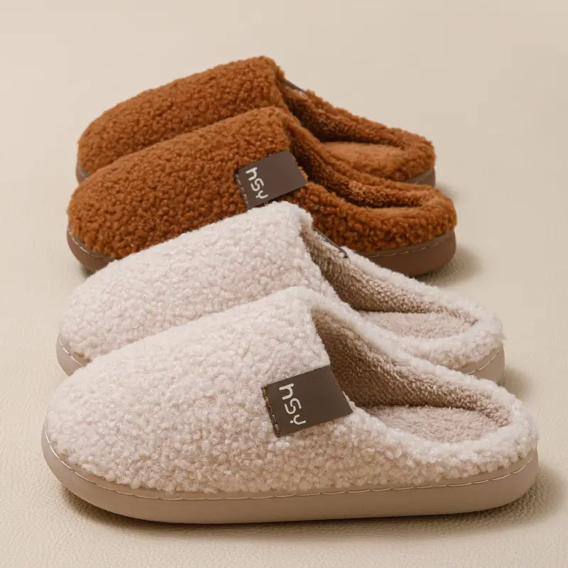 New Cotton Slippers for Women in Winter, Indoor and Outdoor, Warm, Non-Slip, Thickened, Outdoor Wear, Couple's Furry Slippers for Men - Image 6