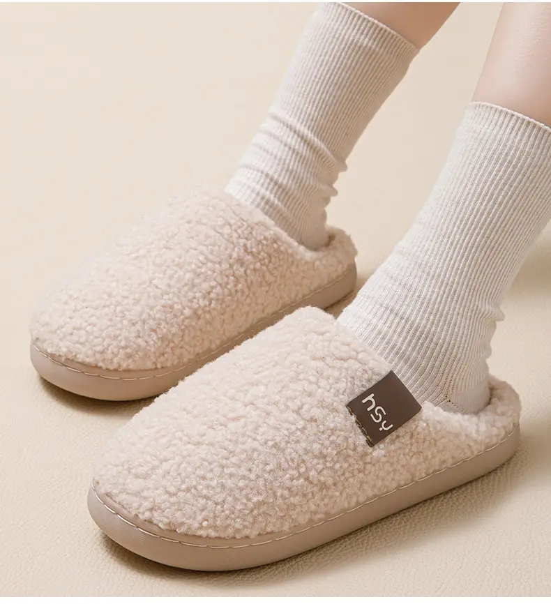 New Cotton Slippers for Women in Winter, Indoor and Outdoor, Warm, Non-Slip, Thickened, Outdoor Wear, Couple's Furry Slippers for Men — feature 12