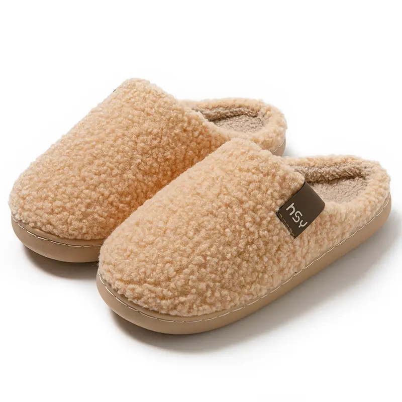 New Cotton Slippers for Women in Winter, Indoor and Outdoor, Warm, Non-Slip, Thickened, Outdoor Wear, Couple's Furry Slippers for Men - Image 2