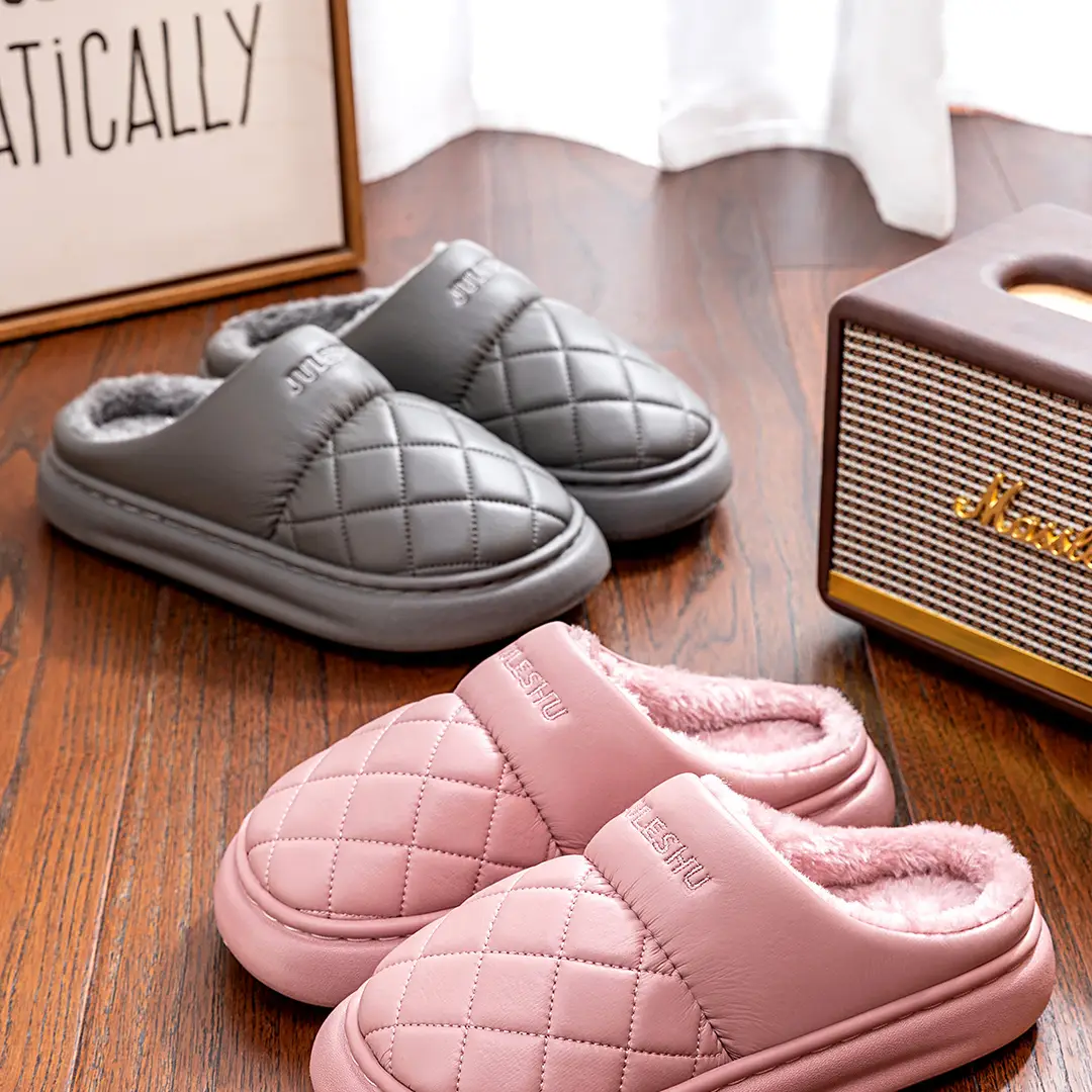 Waterproof Cotton Slippers for Women, Winter 2026 New Model, Indoor Warm Non-Slip Leather Cotton Slippers for Winter, Suitable for Men to Wear Outside — feature 13