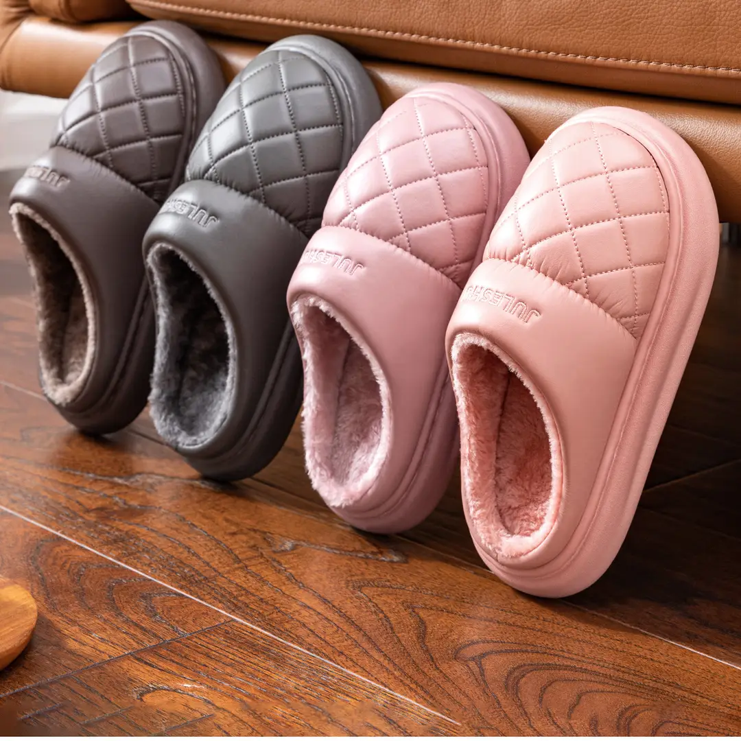 Waterproof Cotton Slippers for Women, Winter 2026 New Model, Indoor Warm Non-Slip Leather Cotton Slippers for Winter, Suitable for Men to Wear Outside — feature 15