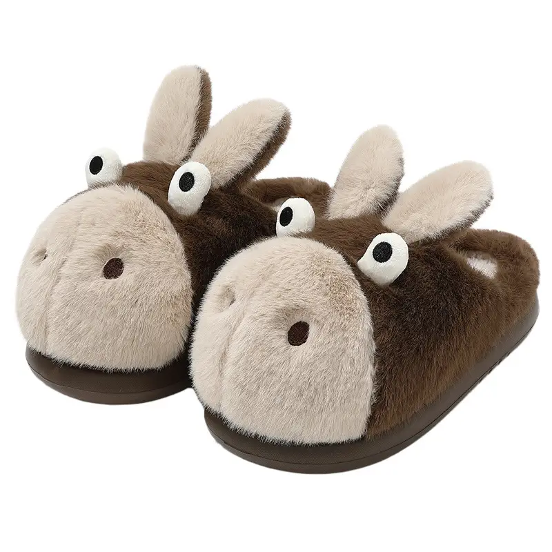 Cute Cartoon Cotton Slippers for Women in Winter, Couple Indoor Home Slippers for Men, Plush Warm Bedroom Furry Slippers for Men in Winter - Image 9