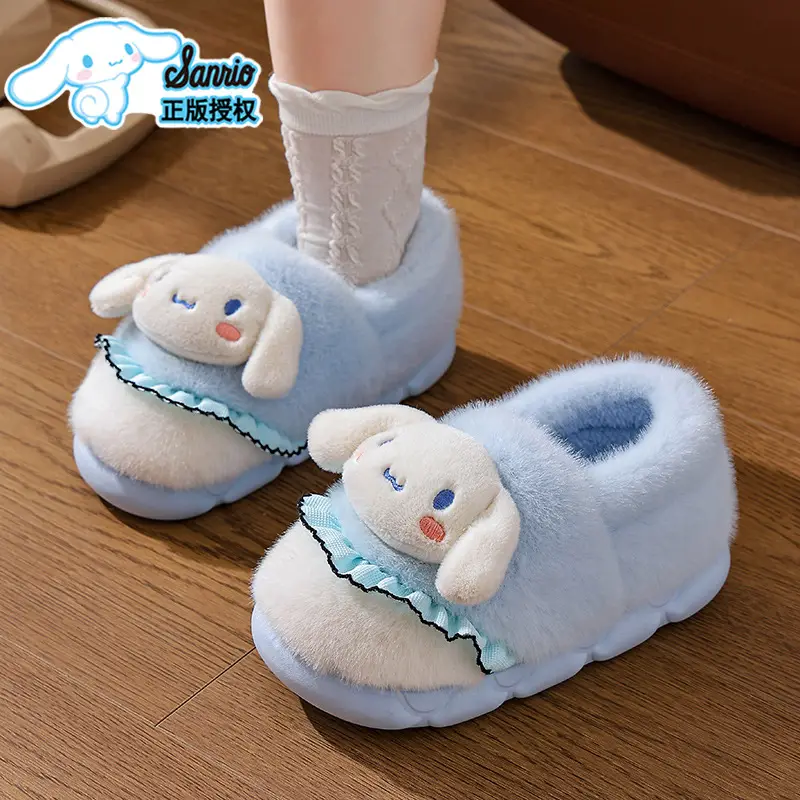 Sanrio Hello Kitty Red Velvet Slippers Women Warm Plus